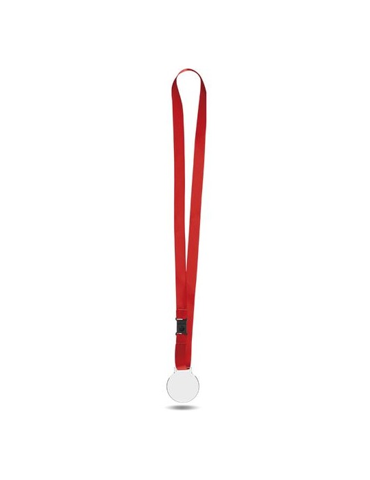 Médaille plastique (PMMA) ép 3 mm et maxi 30 cm² avec cordon satin - objet publicitaire