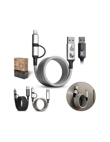 Câble de charge 6 en 1 à enroulement magnétique - objet publicitaire