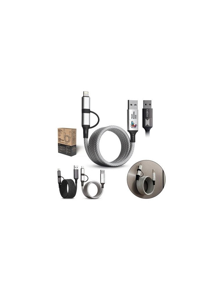 Câble de charge 6 en 1 à enroulement magnétique - objet publicitaire