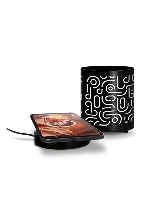 Chargeur par induction 10W avec fonction hub et pot à crayons en rAlu - objet publicitaire