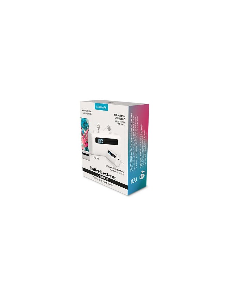 Batterie externe compacte  5000 mAh en rABS - Power Bank marquage laser ultra précis