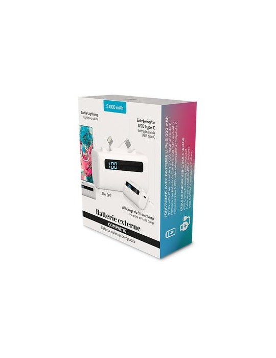 Batterie externe compacte  5000 mAh en rABS - Power Bank marquage laser ultra précis