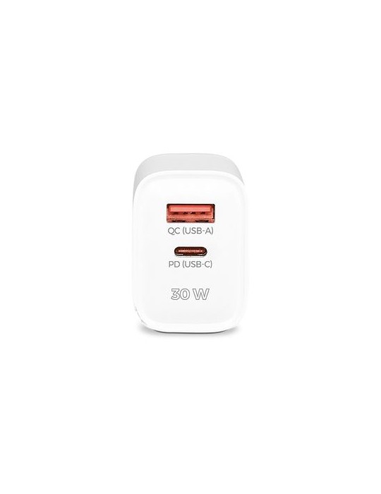 Chargeur rapide secteur 30 W avec sorties USB QC et Type-C PD goodies publicitaire événementiel