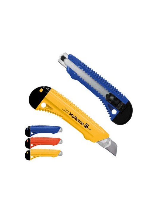 Cutter professionnel en plastique avec guide en métal et blocage de lame