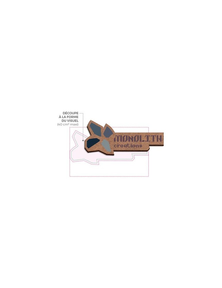 Badge  personnalisé MDF épaisseur 3 mm avec aimant, dimensions entre 20 cm² et 40 cm² - BADGE goodies publicitaire événementiel