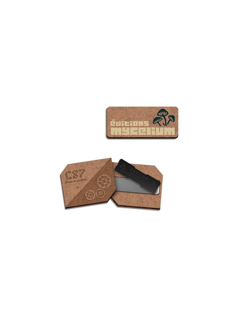 Badge publicitaire MDF 3 mm avec aimant, taille maxi 20 cm² cadeau entreprise pas cher