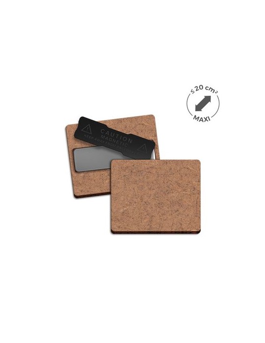 Badge MDF ép. 3 mm avec aimant entre 20 cm2 et 40 cm2 maxi publicitaire