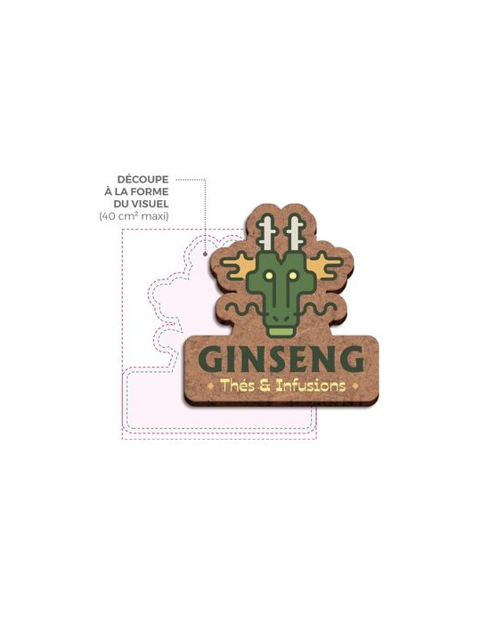 Badge plastique (PMMA) avec aimant maxi 20 cm2 publicitaire