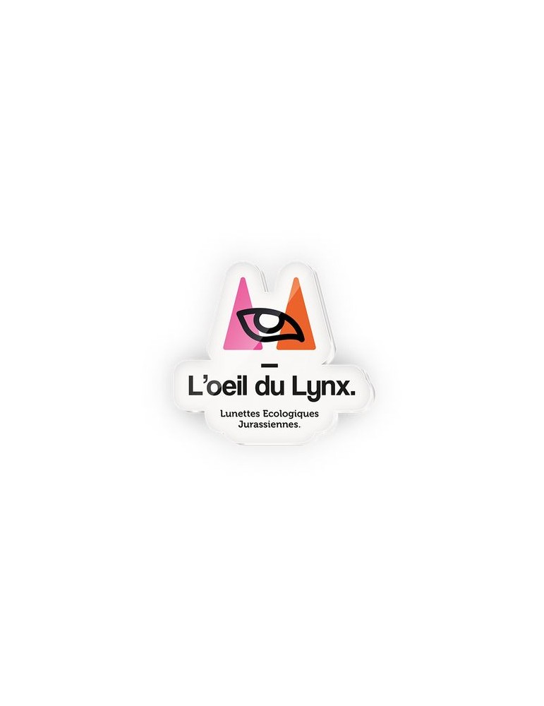 Badge publicitaire en plastique  (PMMA) ép. 2 mm avec pince-épingle - maxi 20 cm²