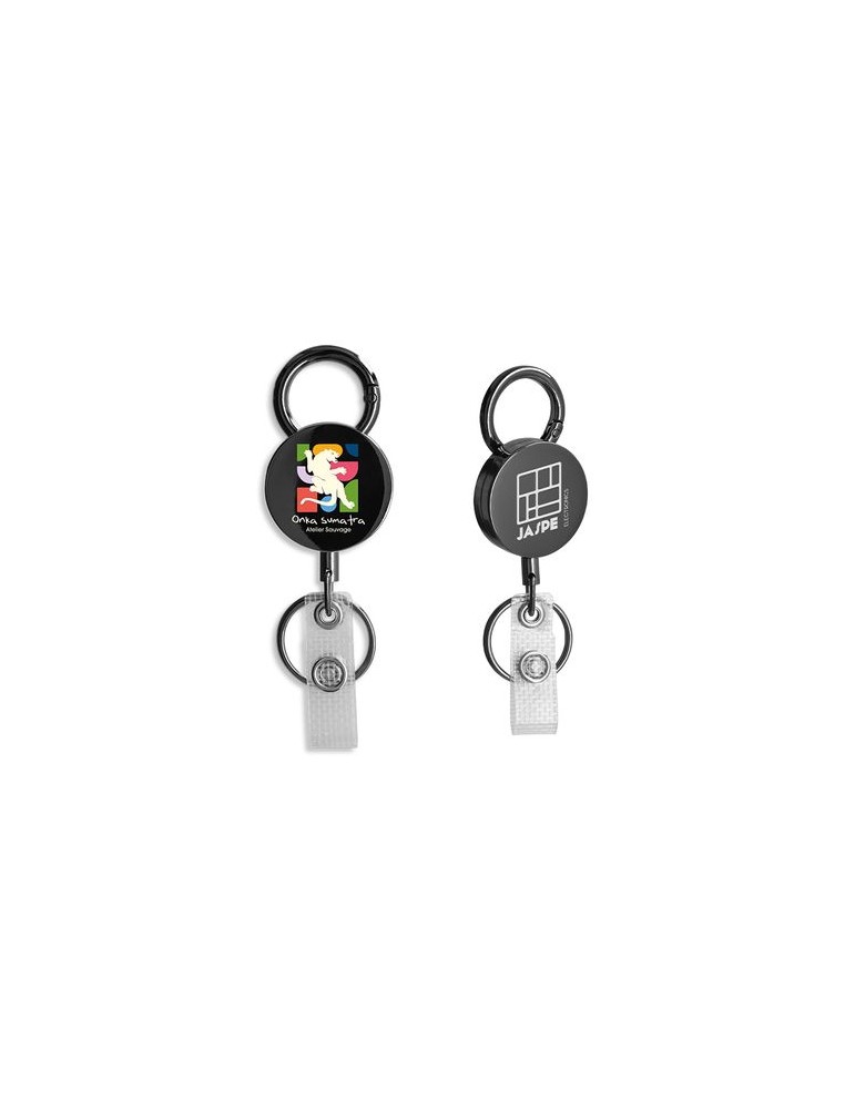 Badge retractable en métal avec aimant publicitaire - BADGE cadeau entreprise pas cher