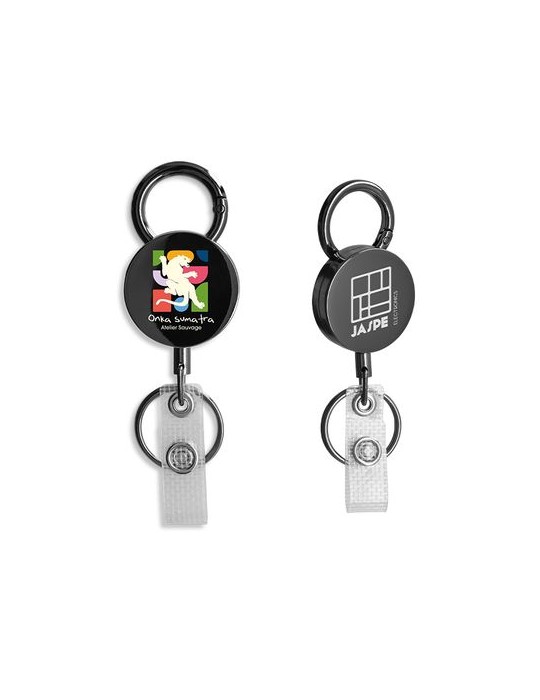 Badge retractable en métal avec aimant publicitaire - BADGE cadeau entreprise pas cher