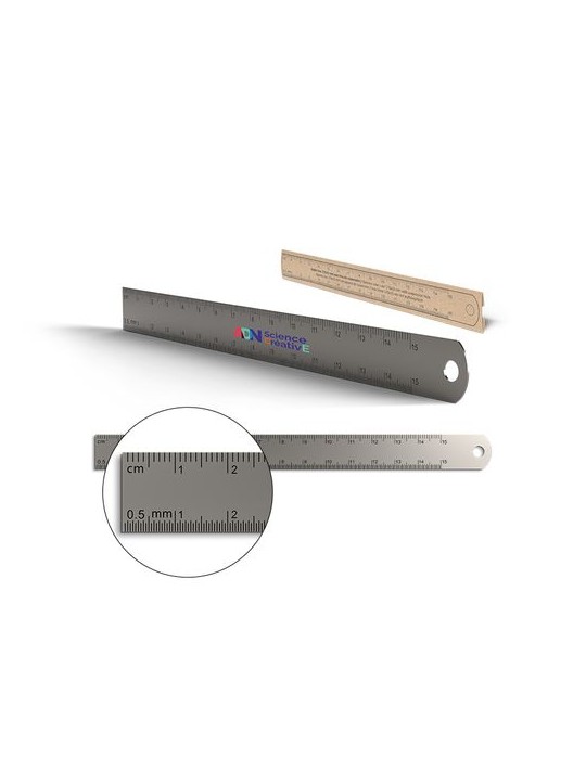 Règle de précision inox personnalisée 170x15 mm avec trou de suspension