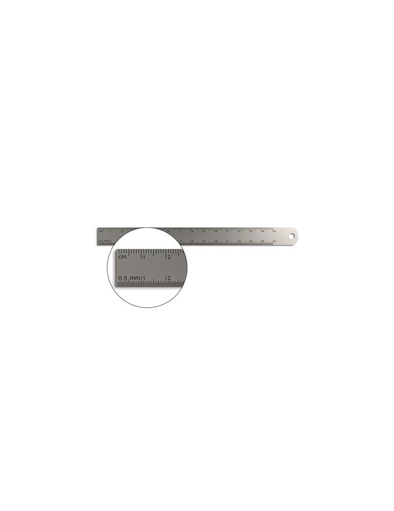 Règle de précision inox  170x15 mm avec trou de suspension - REGLET impression haute définition