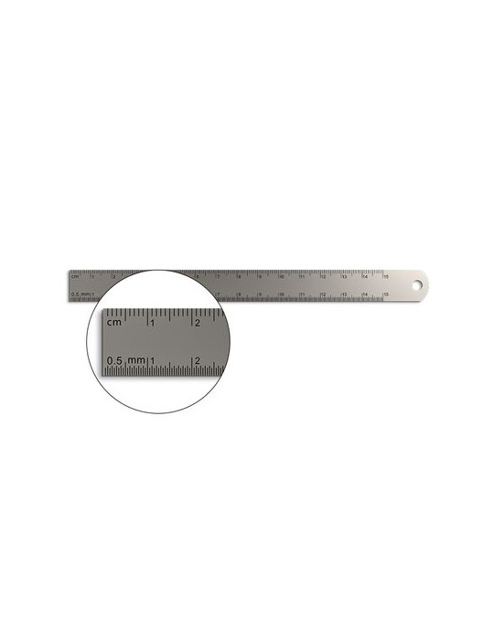 Règle de précision inox personnalisée 170x15 mm avec trou de suspension