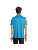 Polo unisexe personnalisé en coton, Pitcher Matières : polyéthylène (PE) Taille textile : XS Couleurs : bleu aqua impression hau
