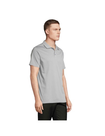 Polo unisexe personnalisé en coton, Pitcher Matières : polyéthylène (PE) Taille textile : M Couleurs : gris pur impression haute