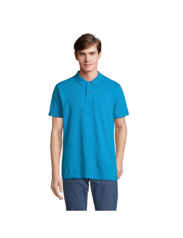 Polo unisexe personnalisé  PULSE Matières : coton Taille textile : S Couleurs : bleu aqua personnalisation sur mesure