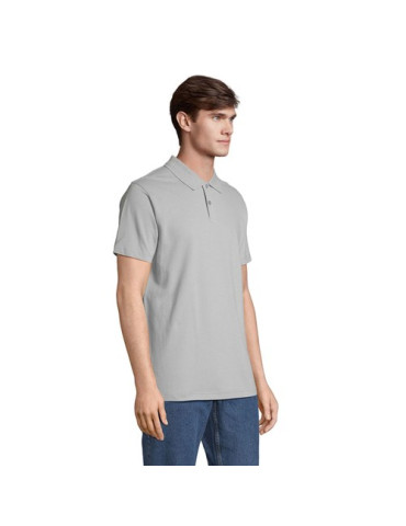 Polo unisexe personnalisé  PULSE Matières : coton Taille textile : L Couleurs : gris pur marquage couleur éclatante