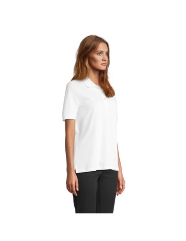 Polo personnalisé pour femme Pacific Matières : coton Taille textile : XL Couleurs : blanc marquage couleur éclatante