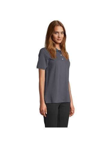 Polo personnalisé pour femme Pacific Matières : coton Taille textile : S Couleurs : gris souris marquage couleur éclatante