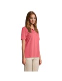 Polo personnalisé pour femme Pacific Matières : coton Taille textile : L Couleurs : rose doux marquage laser ultra précis