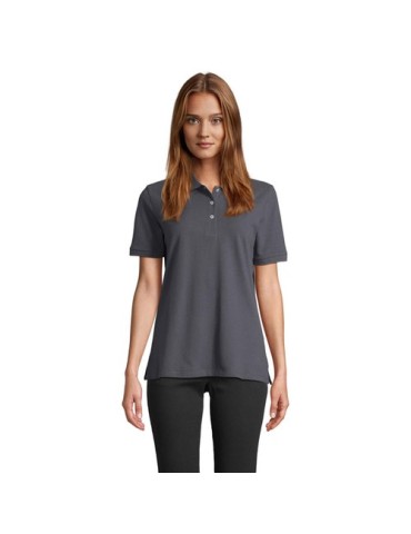 Polo personnalisé pour femme Pacific Matières : coton Taille textile : L Couleurs : gris souris impression haute définition