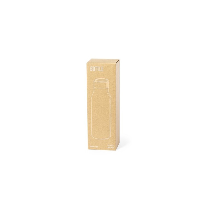 Gourde Personnalisée 600ml Éco-responsable Bidon Bucky Matières : acier inoxydable Couleurs : noir marquage couleur éclatante