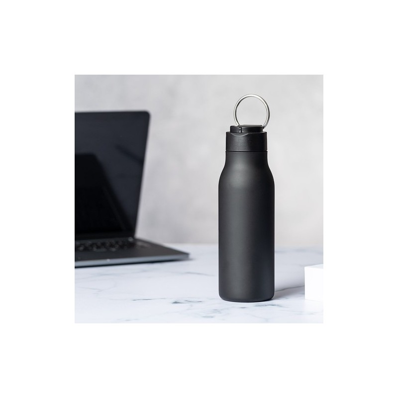 Gourde Personnalisée 600ml Éco-responsable Bidon Bucky Matières : acier inoxydable Couleurs : bleu marine marquage couleur éclat