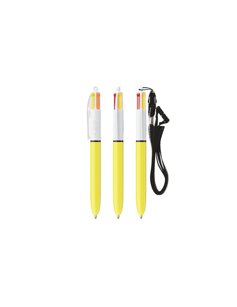BIC® 4 Couleurs Sun ballpen + Lanyard Matières : plastique Couleurs : blanc personnalisable avec votre logo