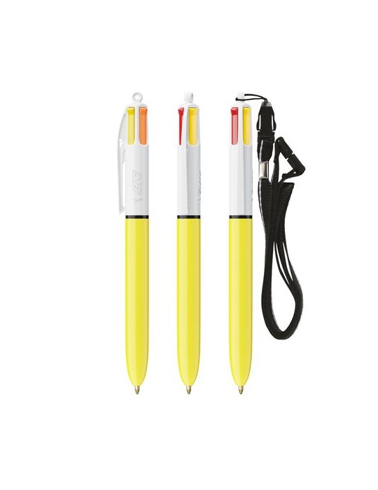 BIC® 4 Couleurs Sun ballpen + Lanyard Matières : plastique Couleurs : blanc personnalisable avec votre logo