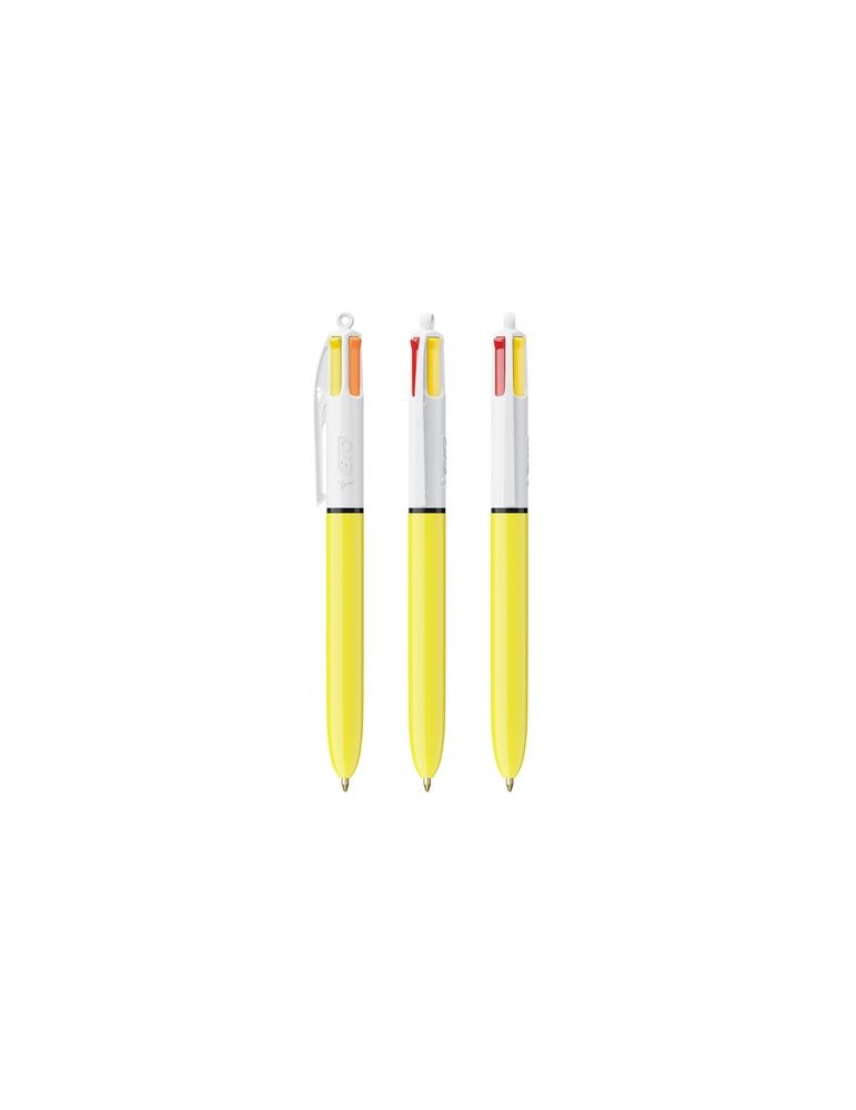 BIC® 4 Couleurs Sun ballpen + Lanyard Matières : plastique Couleurs : blanc cadeau entreprise pas cher