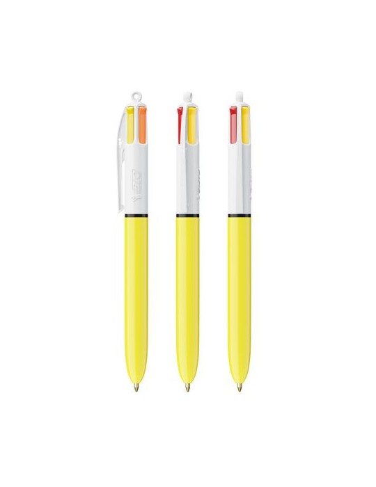 BIC® 4 Couleurs Sun ballpen + Lanyard Matières : plastique Couleurs : blanc cadeau entreprise pas cher