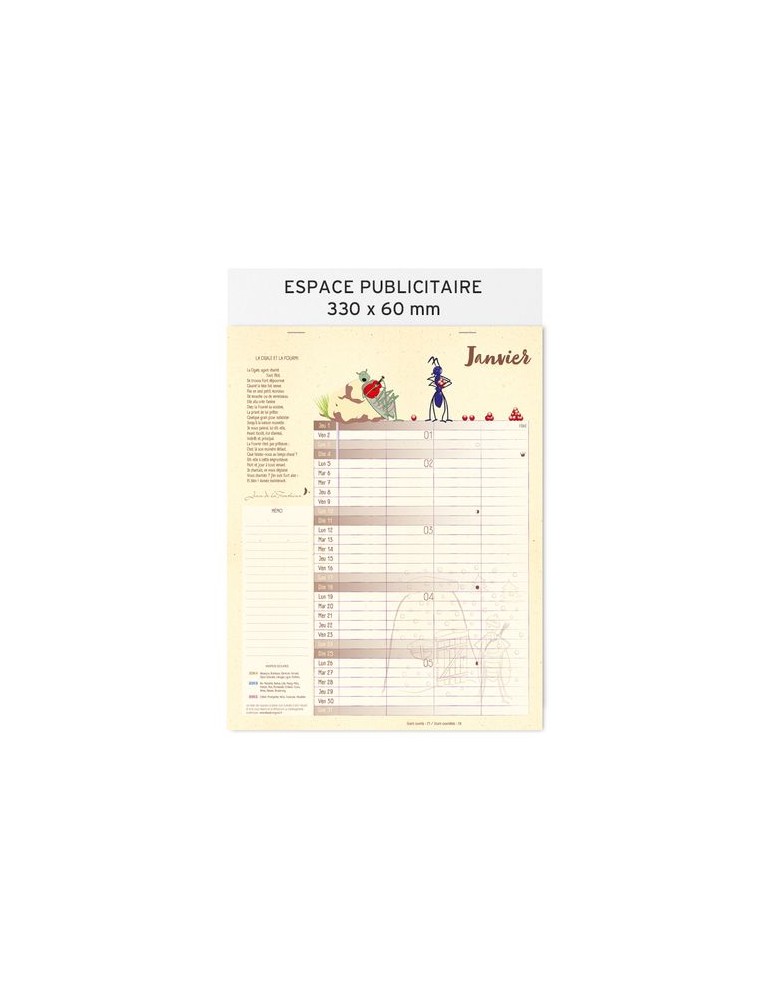 Calendrier feuillets 2026| Jean de la Fontaine