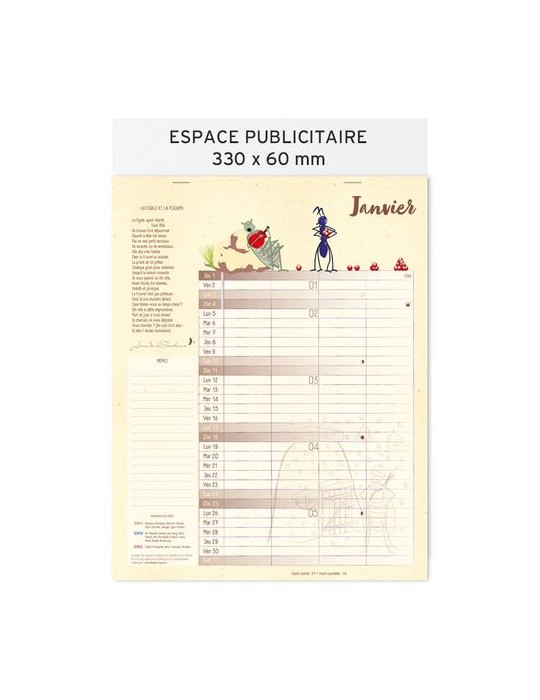 Calendrier feuillets 2026| Jean de la Fontaine