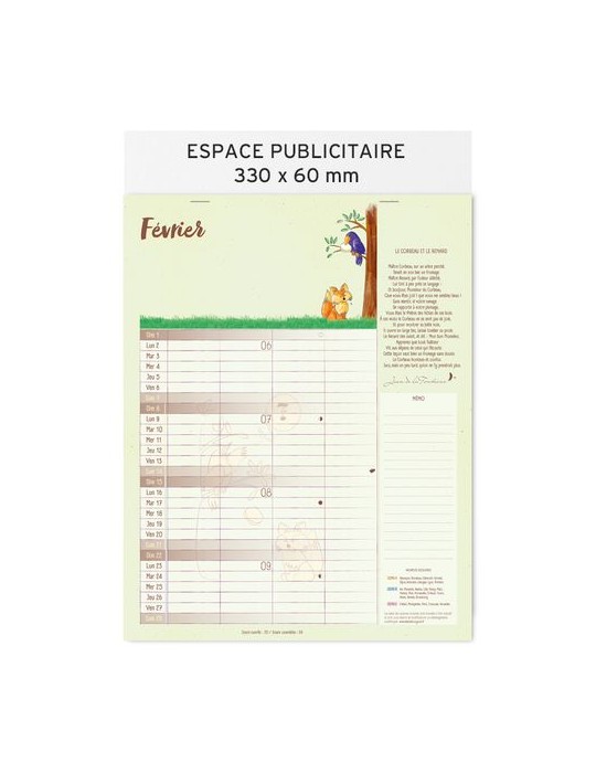 Calendrier feuillets 2026| Jean de la Fontaine