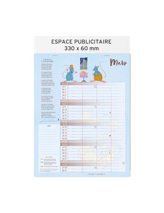 Calendrier feuillets 2026| Jean de la Fontaine