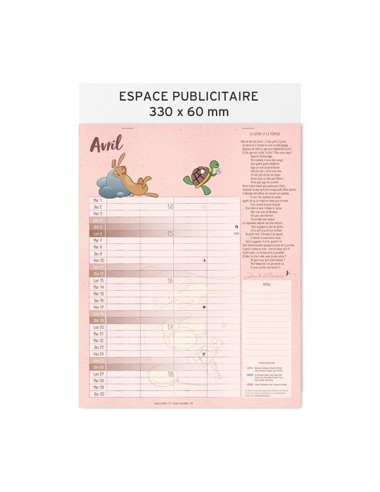 Calendrier feuillets 2026| Jean de la Fontaine