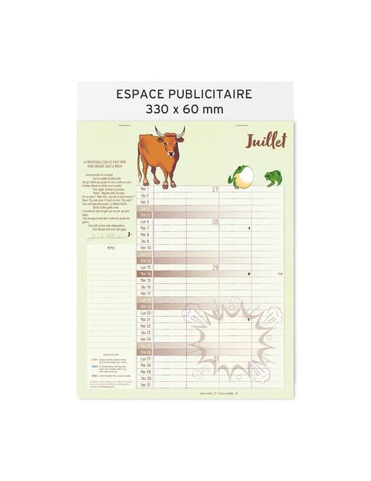 Calendrier feuillets 2026| Jean de la Fontaine