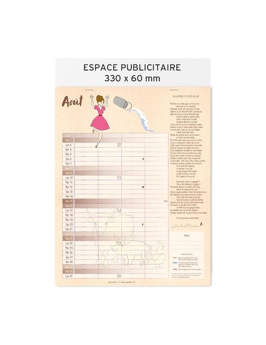 Calendrier feuillets 2026| Jean de la Fontaine