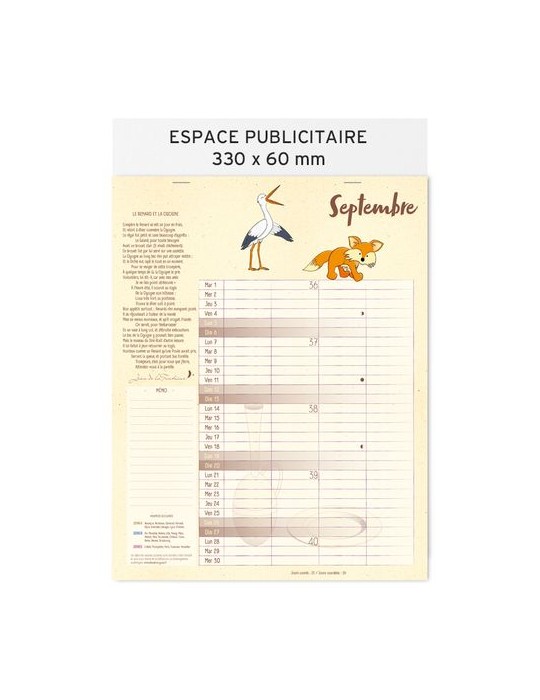 Calendrier feuillets 2026| Jean de la Fontaine