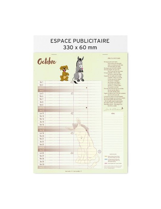 Calendrier feuillets 2026| Jean de la Fontaine