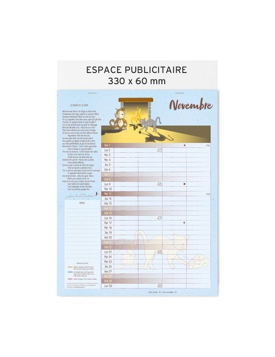 Calendrier feuillets 2026| Jean de la Fontaine