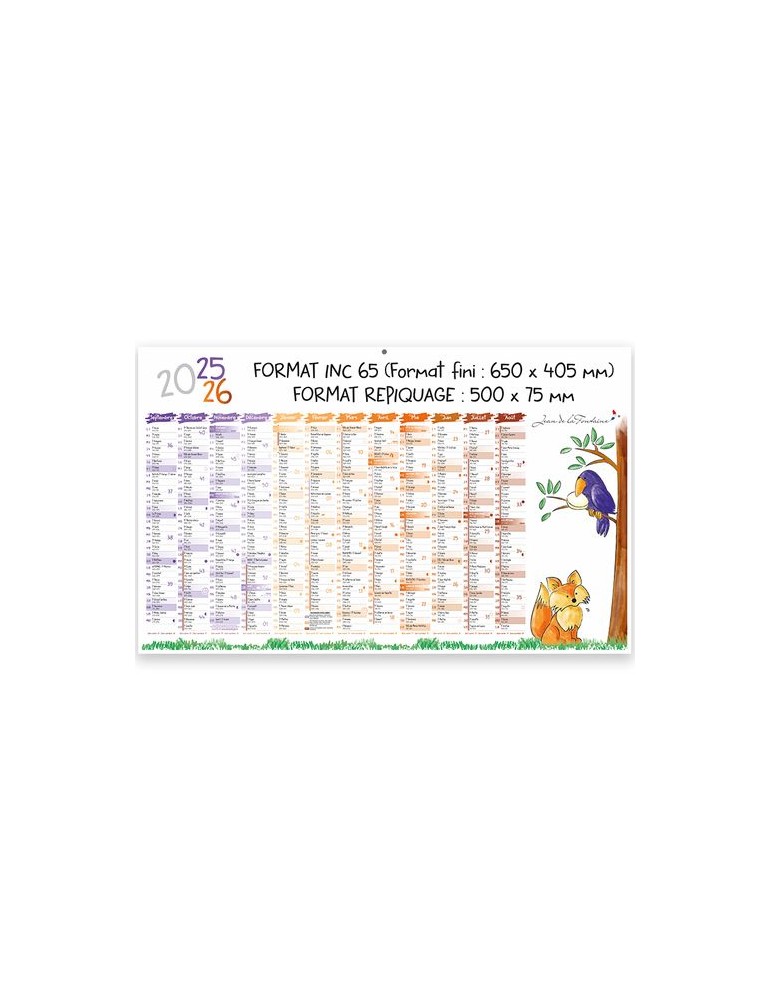 Calendrier bancaire effaçable 2026 | Jean de la Fontaine