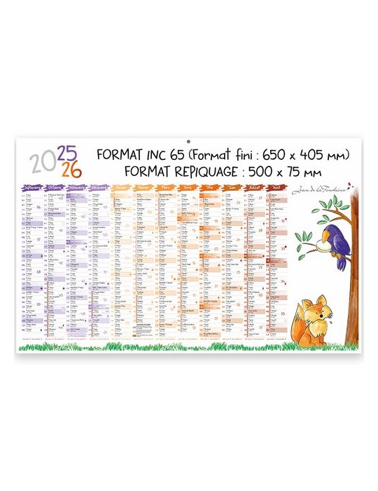 Calendrier bancaire effaçable 2026 | Jean de la Fontaine