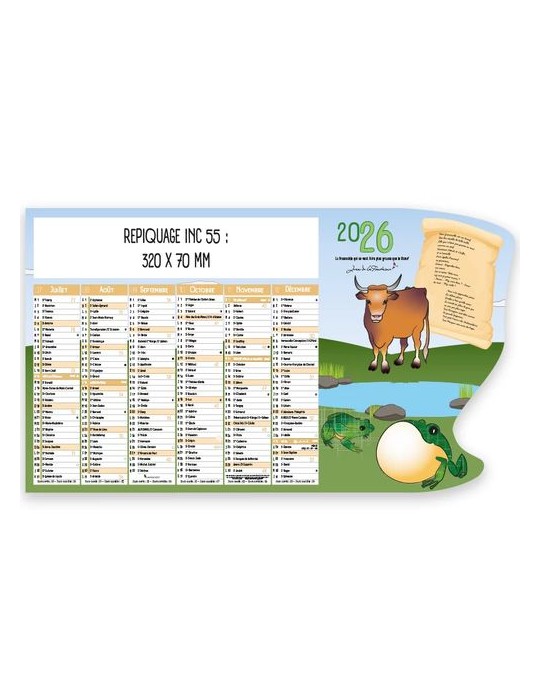Calendrier découpé 2026 | Jean de la Fontaine