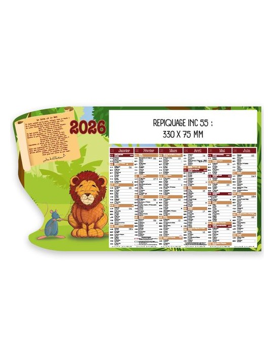 Calendrier découpé 2026 | Jean de la Fontaine
