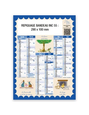 Calendrier bancaire vertical 2026 | Jean de la Fontaine