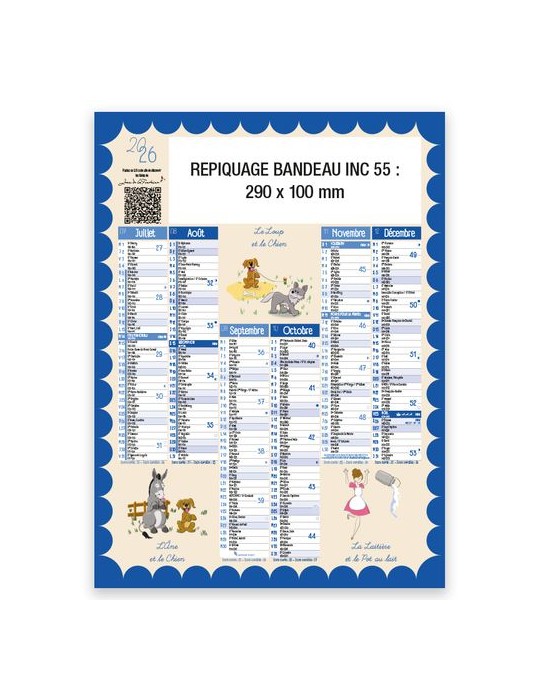 Calendrier bancaire vertical 2026 | Jean de la Fontaine