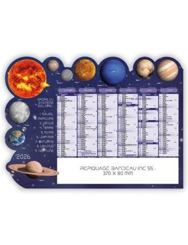 SYSTÈME SOLAIRE | Calendrier bancaire découpé 2025