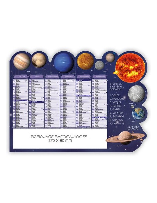 SYSTÈME SOLAIRE | Calendrier bancaire découpé 2025